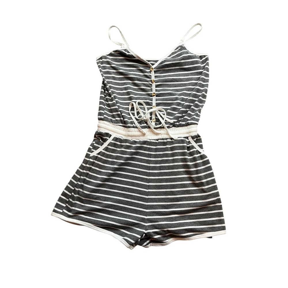 CUPSHE Jumpsuit Women Size M Striped Romper Spaghetti Straps Elastic Waist
